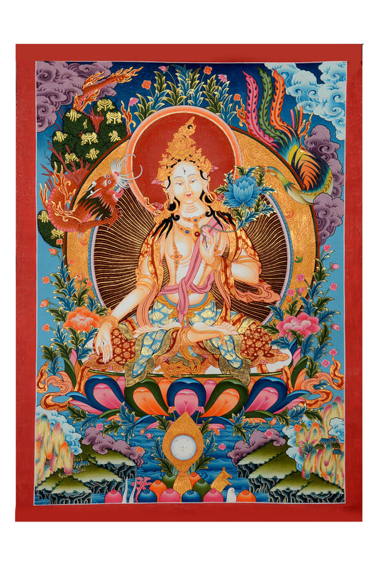 Divine White Tara Thangka - Spiritual Artwork from Nepal