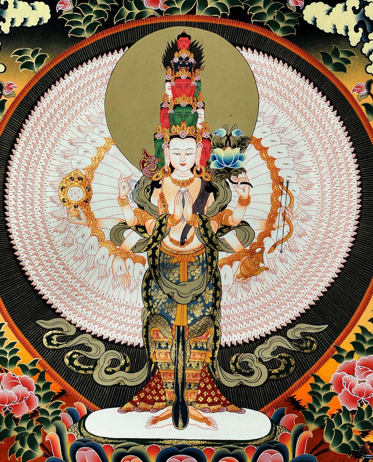 Celestial Thousand-Armed Lokeshwor Thangka