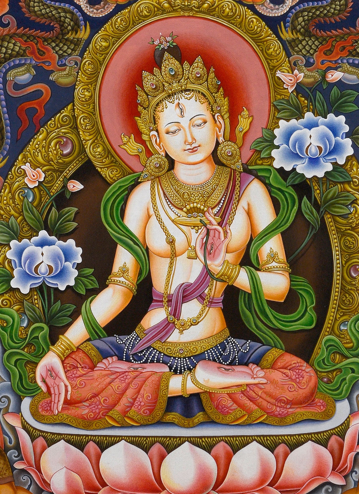 Divine Sattalochan Tara Thangka: Vigilant Guardian of Compassion