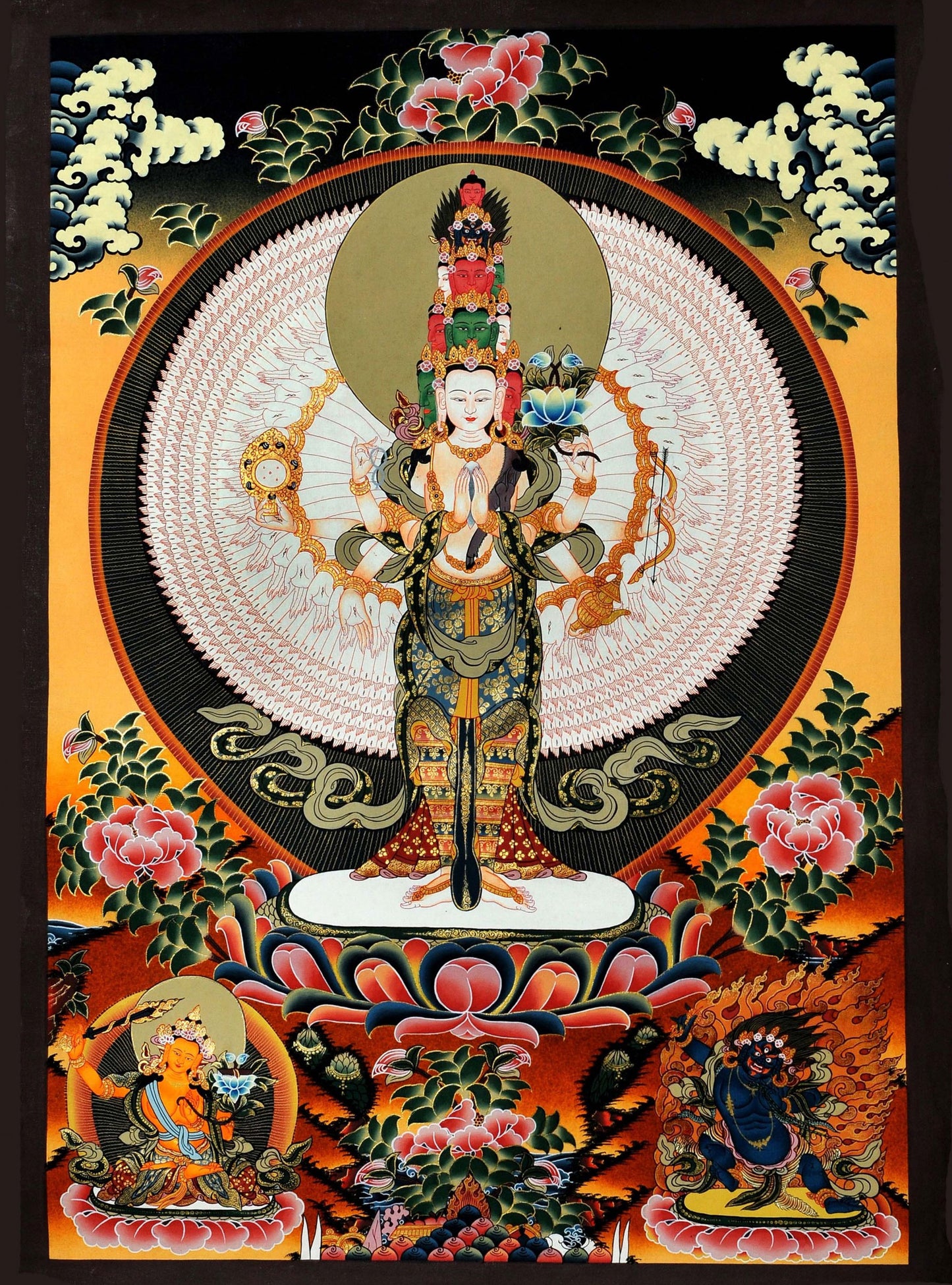 Celestial Thousand-Armed Lokeshwor Thangka