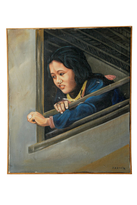 Sherpa Girl Peeking From Window