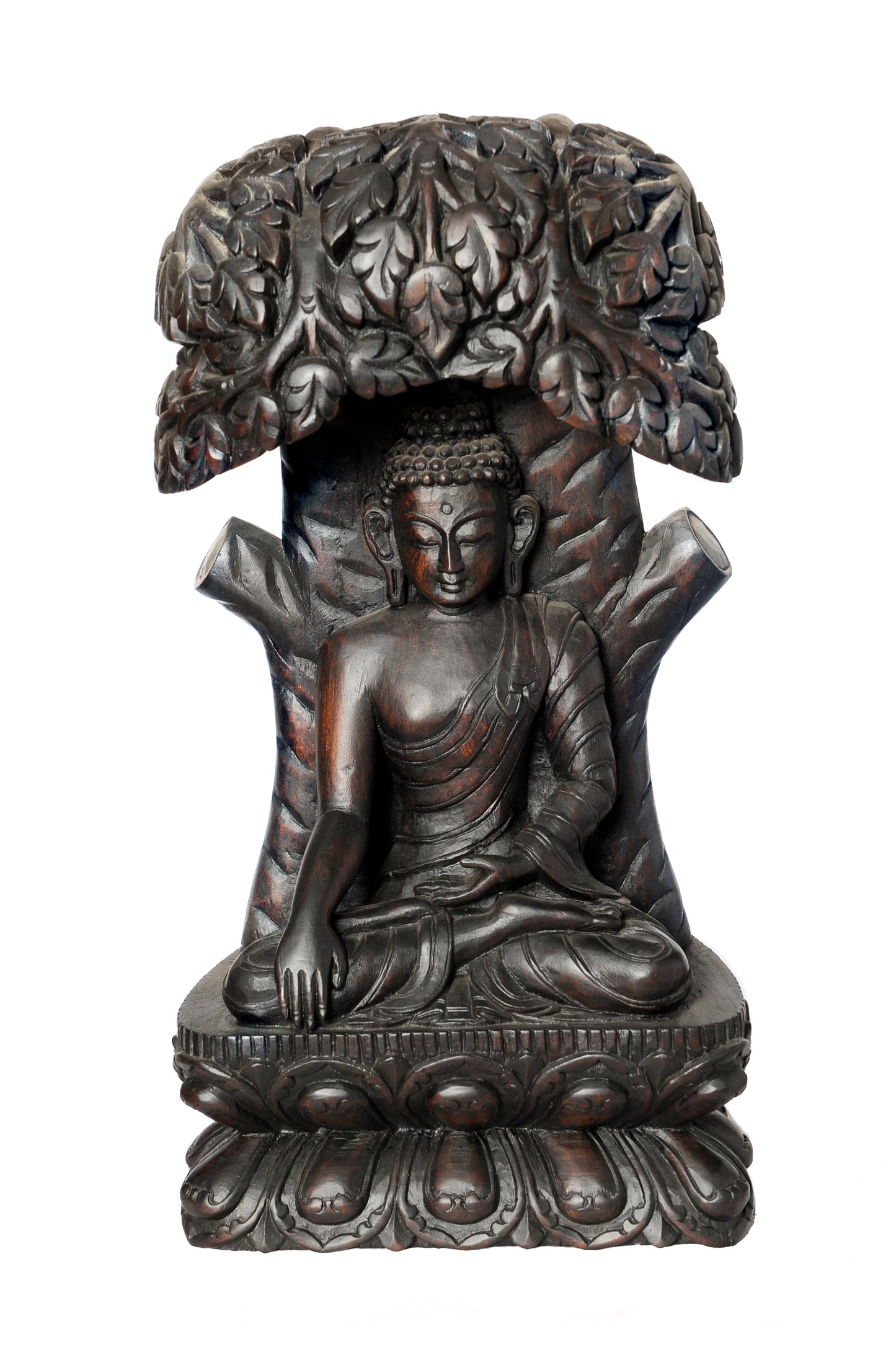 Shakyamuni Buddha Under Tree Wooden Statue | Enlightenment's Shelter