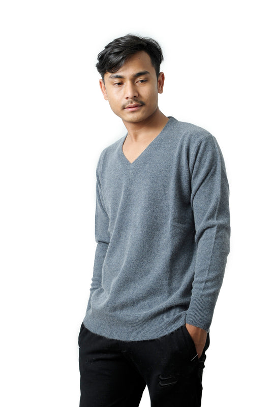 Sophisticated V-Neck 100% Pashmina Sweater for Men