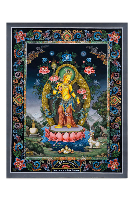 Sacred Lokeshwor Thangka - Embodiment of Compassion