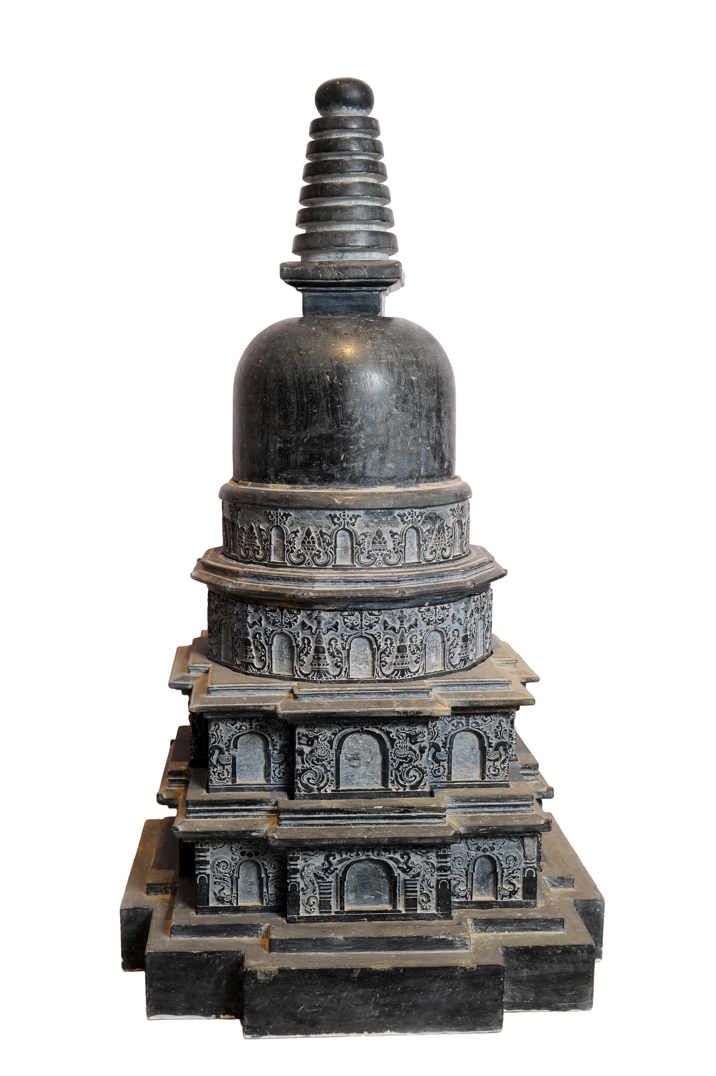 Exquisite Carved Stone Stupa - Premium Quality