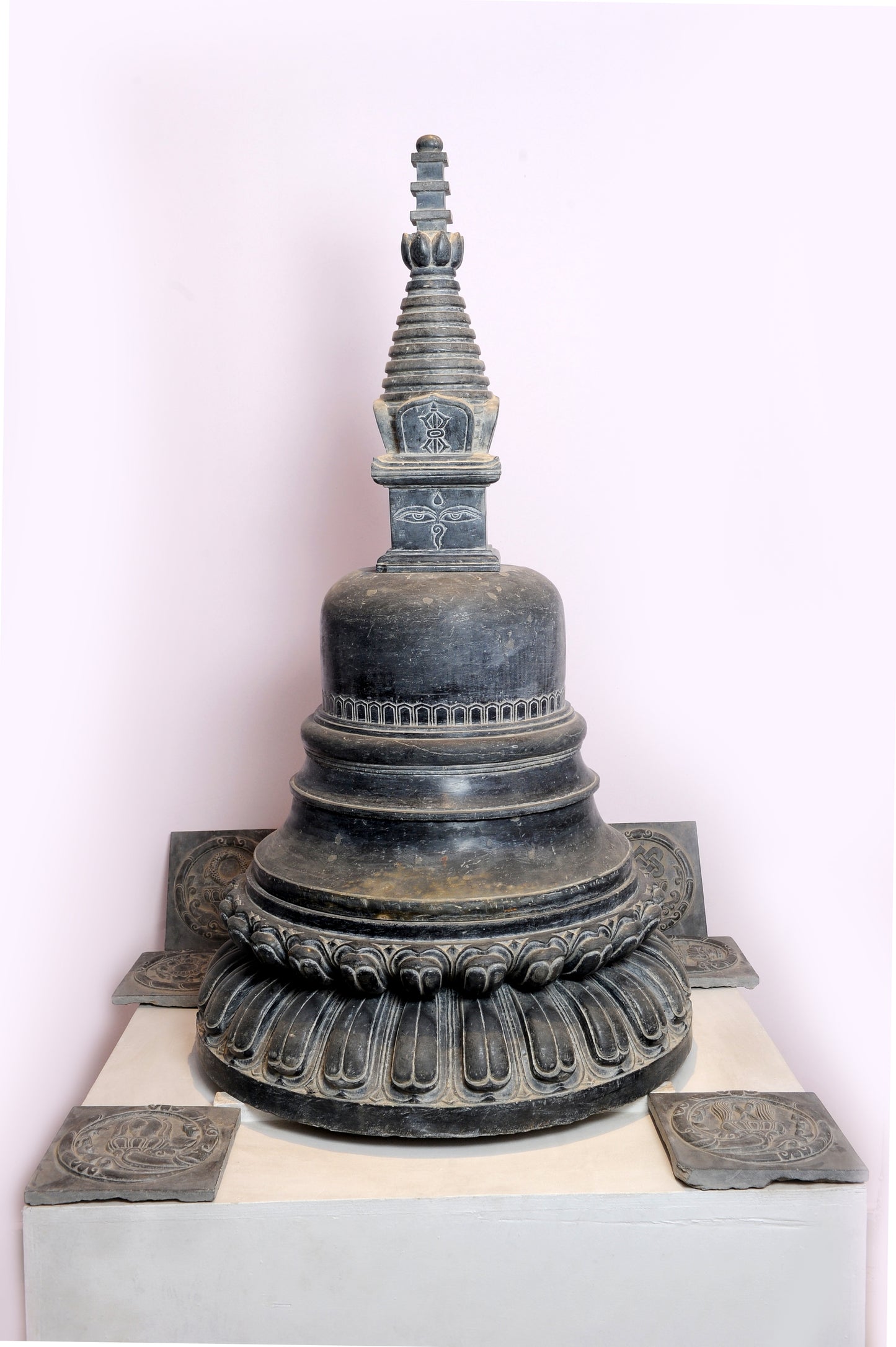 Premium 122cm Long Stone Stupa - Handcrafted Elegance