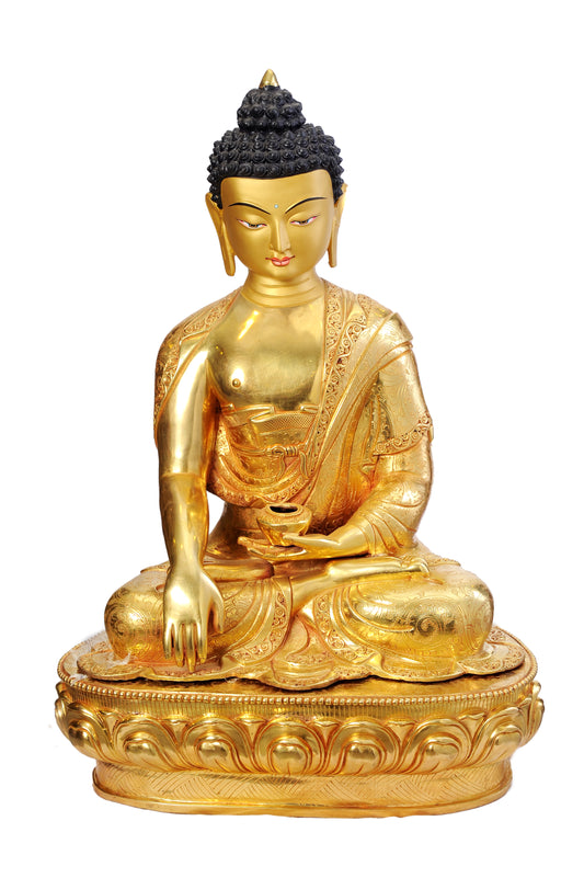 Buddha with Begging Bowl Metal Craft Statue