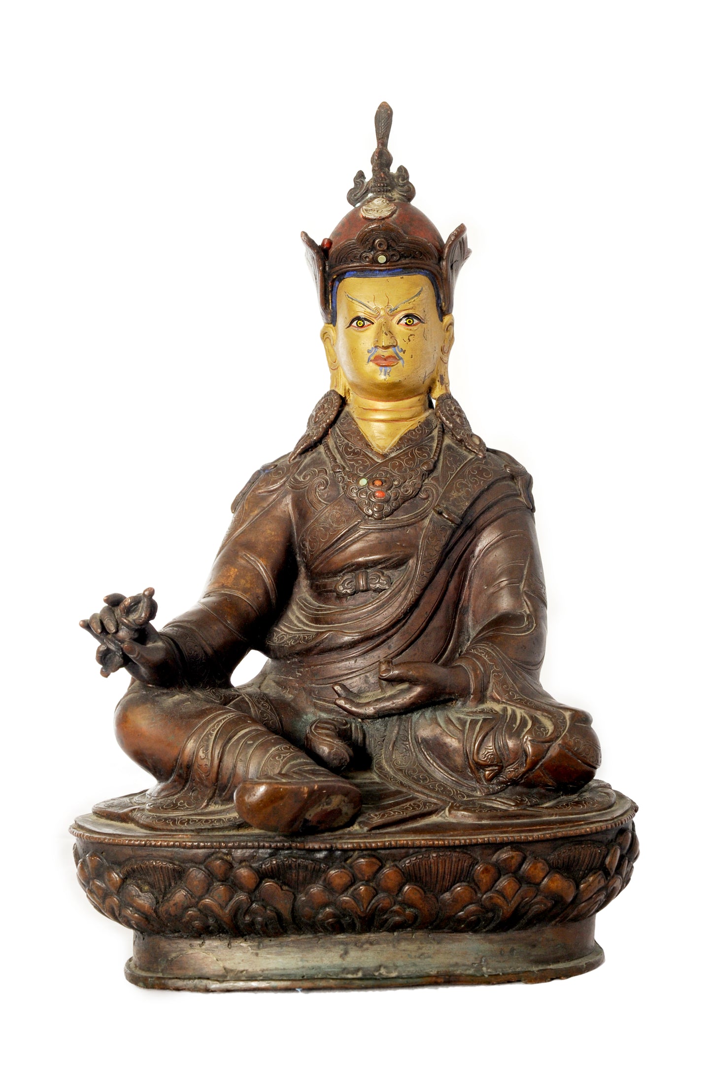 Padmasambhava Gold-Face Copper Antique - Over 50 Years Old