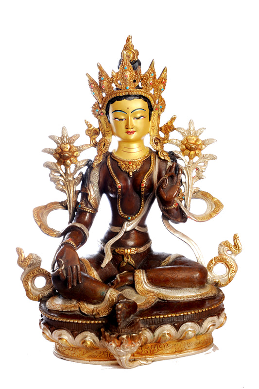 Serene Green Tara Metal Craft Statue