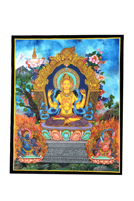 Divine Chenrezig Radiance Newari Thangka