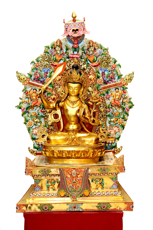 Manjushri Bodhisattva Metal Craft Statue