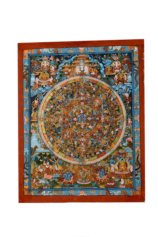 Divine Khorlo Mandala Thangka - Spiritual Art from Nepal