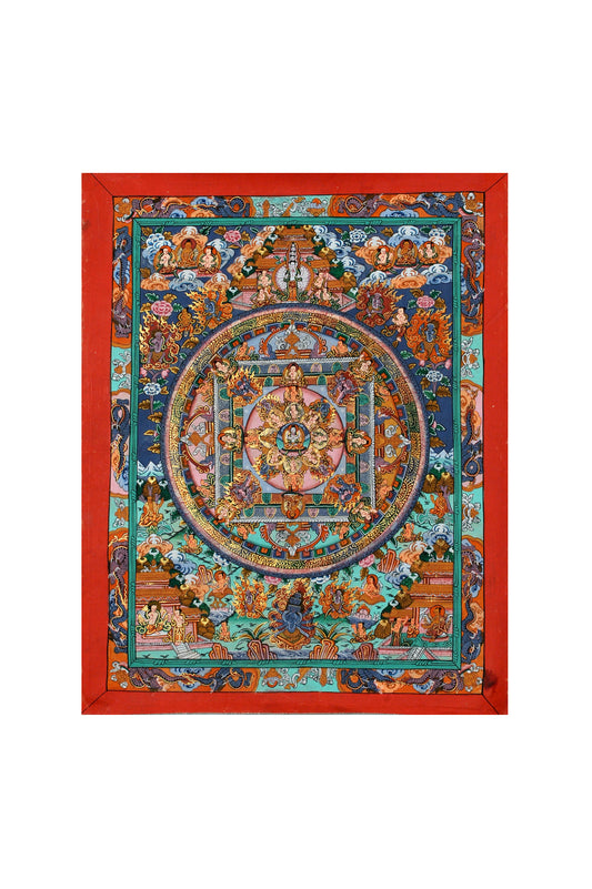 Eternal Khorlo Mandala Thangka - Handcrafted Spiritual Art