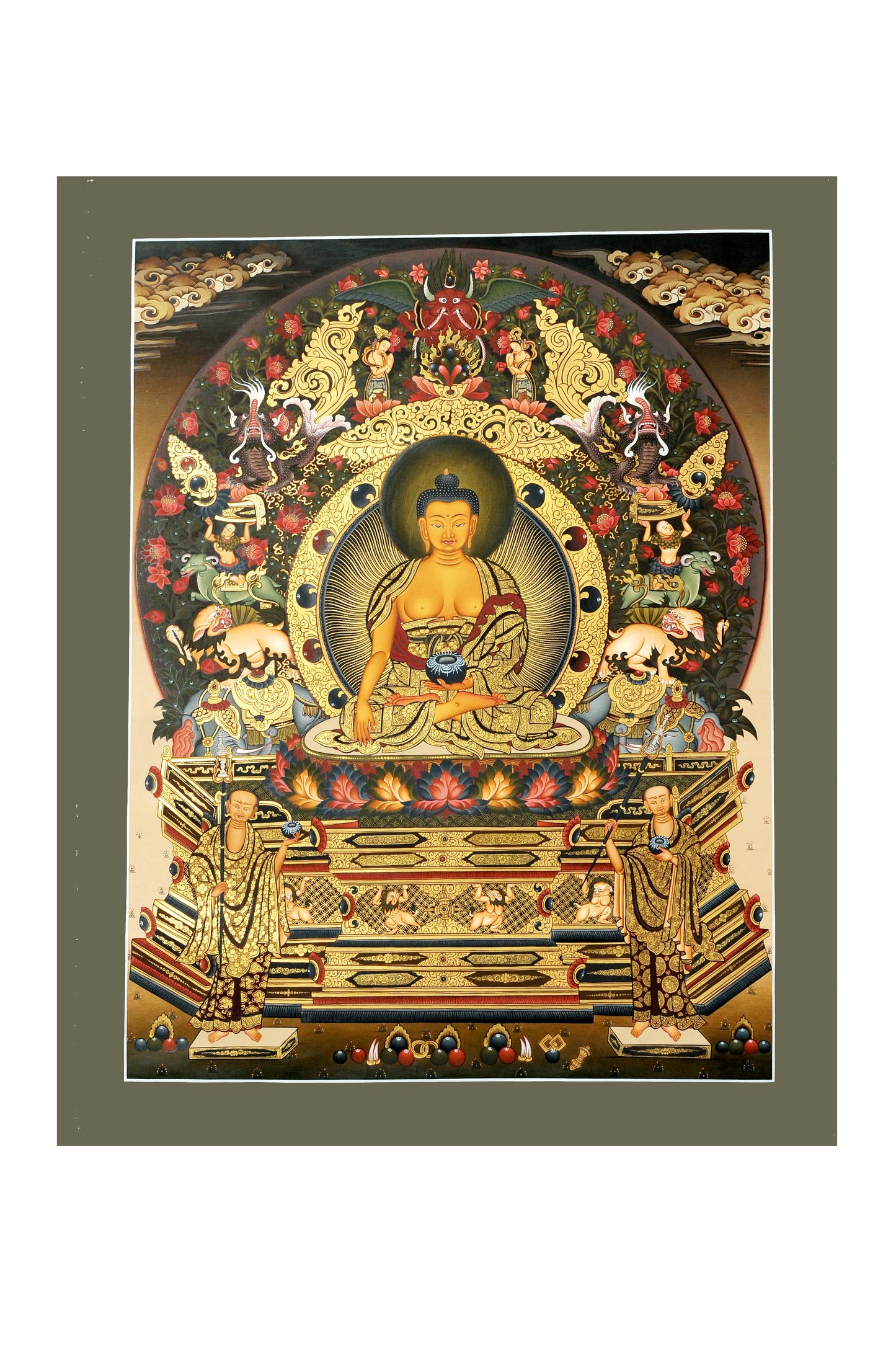 Divine Harmony Buddha Thangka Dark