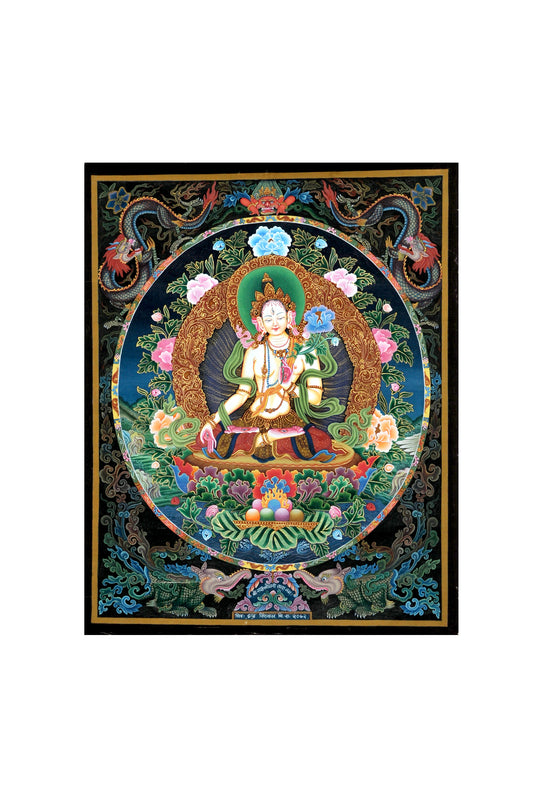 Divine Harmony Newari Thangka: White Tara