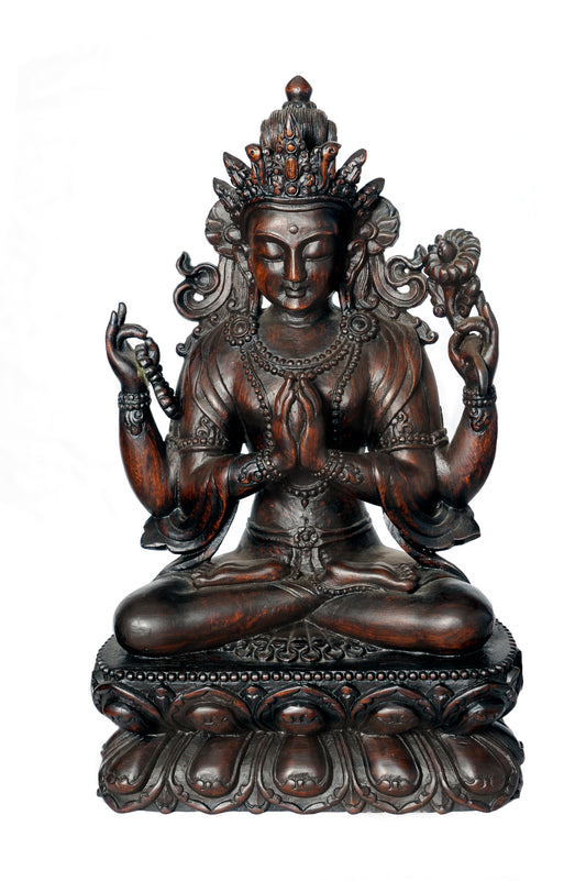 Fine Quality Chenrezig Wooden Statue | Transcendent Compassion