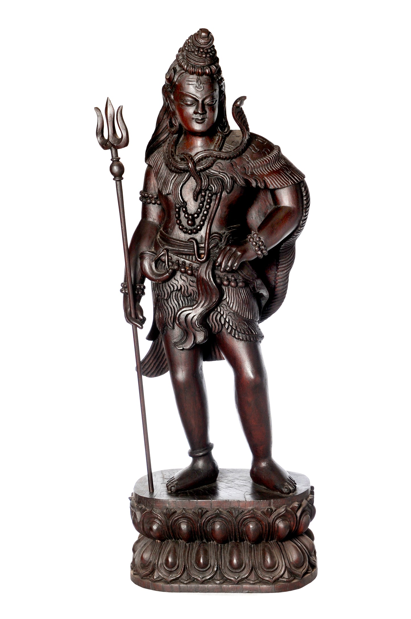 Lord Shiva Standing Wooden Statue | Divine Presence in Wood